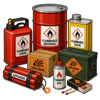 Explosives flammable materials