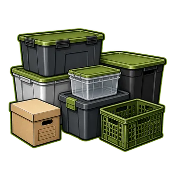 Boxes and storage bins removal