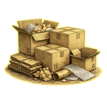 Cardboard boxes and packaging removal
