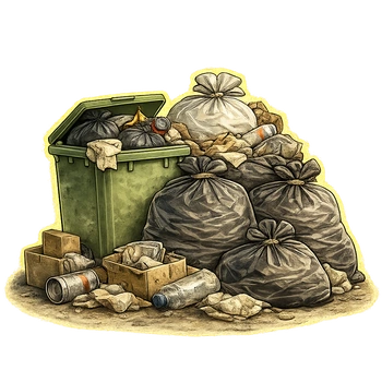 Overflow garbage bags and trash piles removal